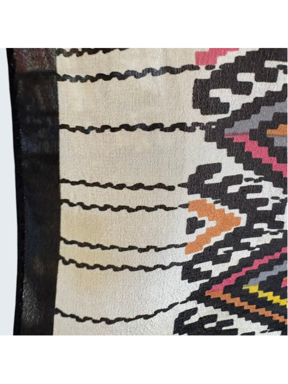 Vintage 70s Katja for XIIX Karat Katacrepe Scarf Geometric SW Chevron Silk Japan - Picture 12 of 13